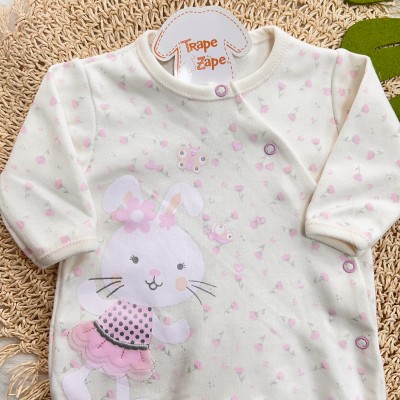  Macacão Trape Zape - Coelhinha Fofinha - Off White e Rosa